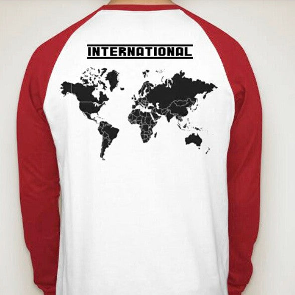 Fly International Clothing / Canvas Long Sleeve Raglan in White / Red / Black