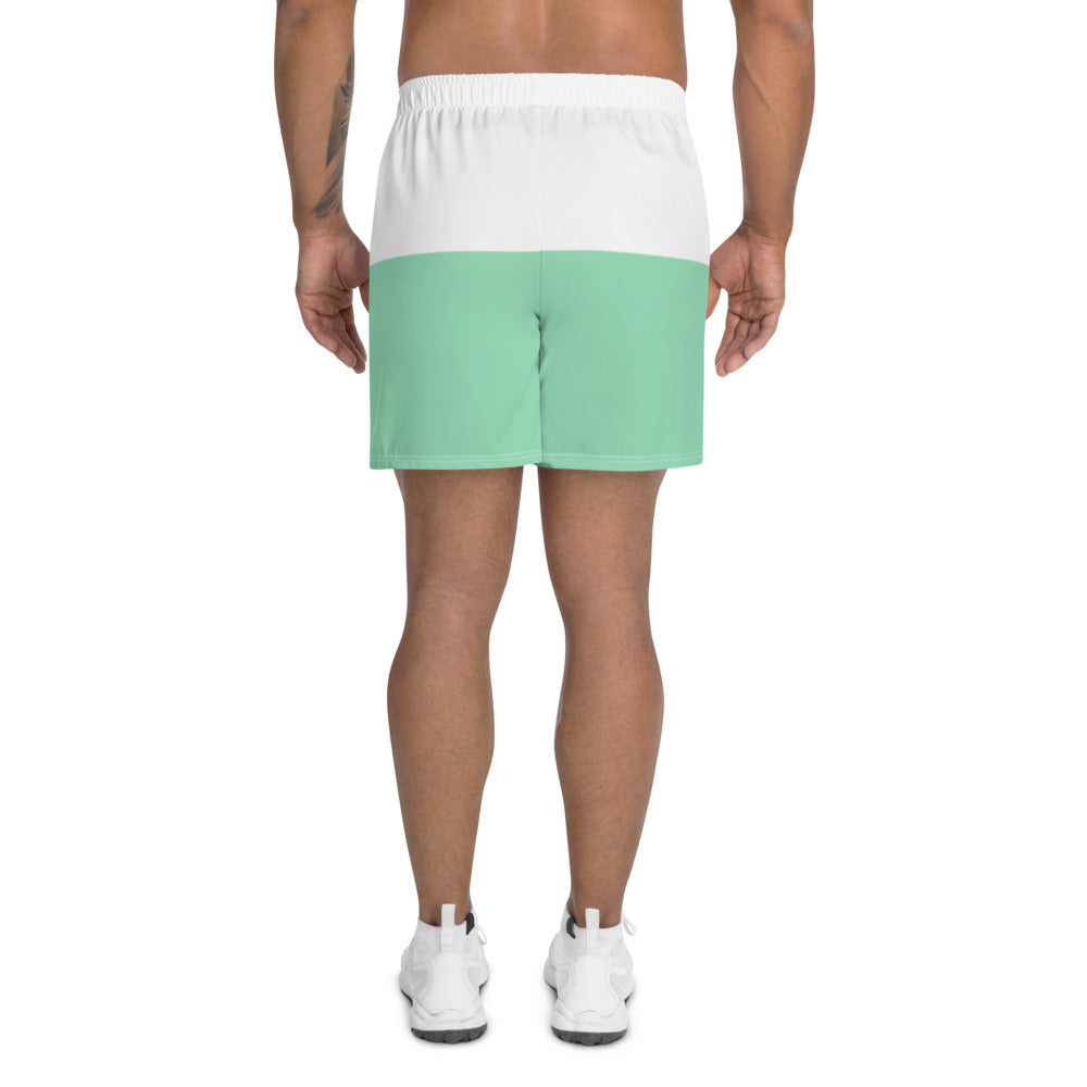 Sea Green / White Men's Athletic Long Shorts