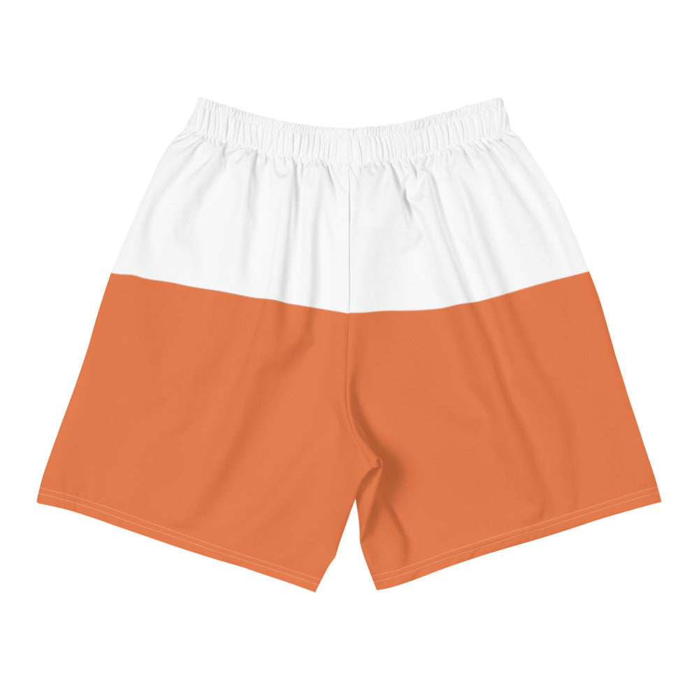 White / Celosia Orange Men's Athletic Long Shorts