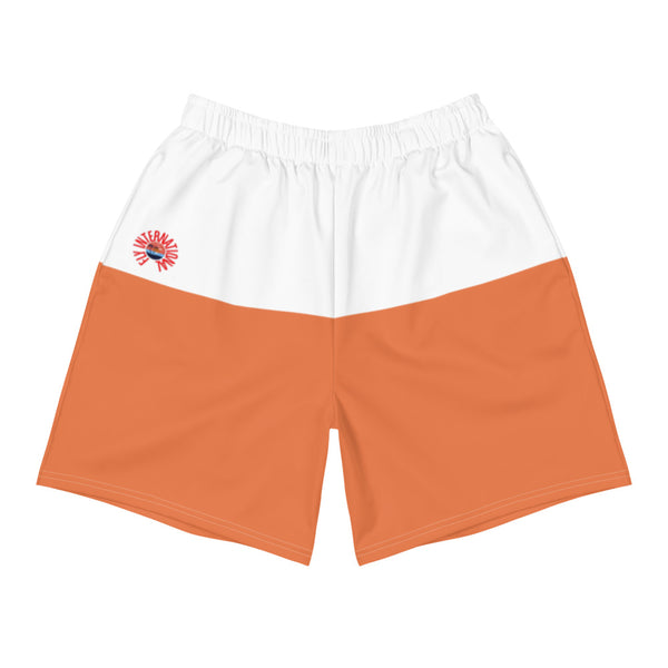 White / Celosia Orange Men's Athletic Long Shorts