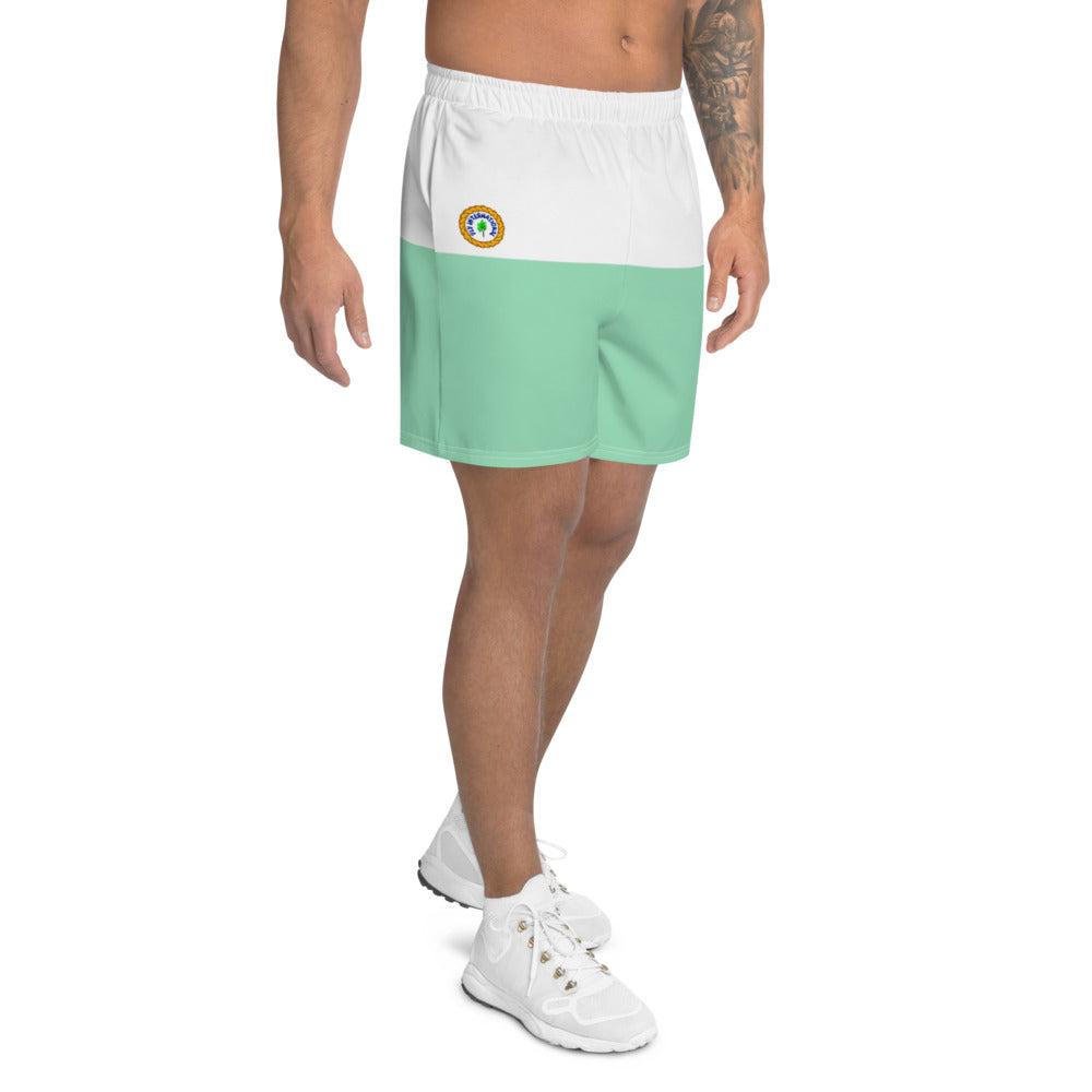 Sea Green / White Men's Athletic Long Shorts
