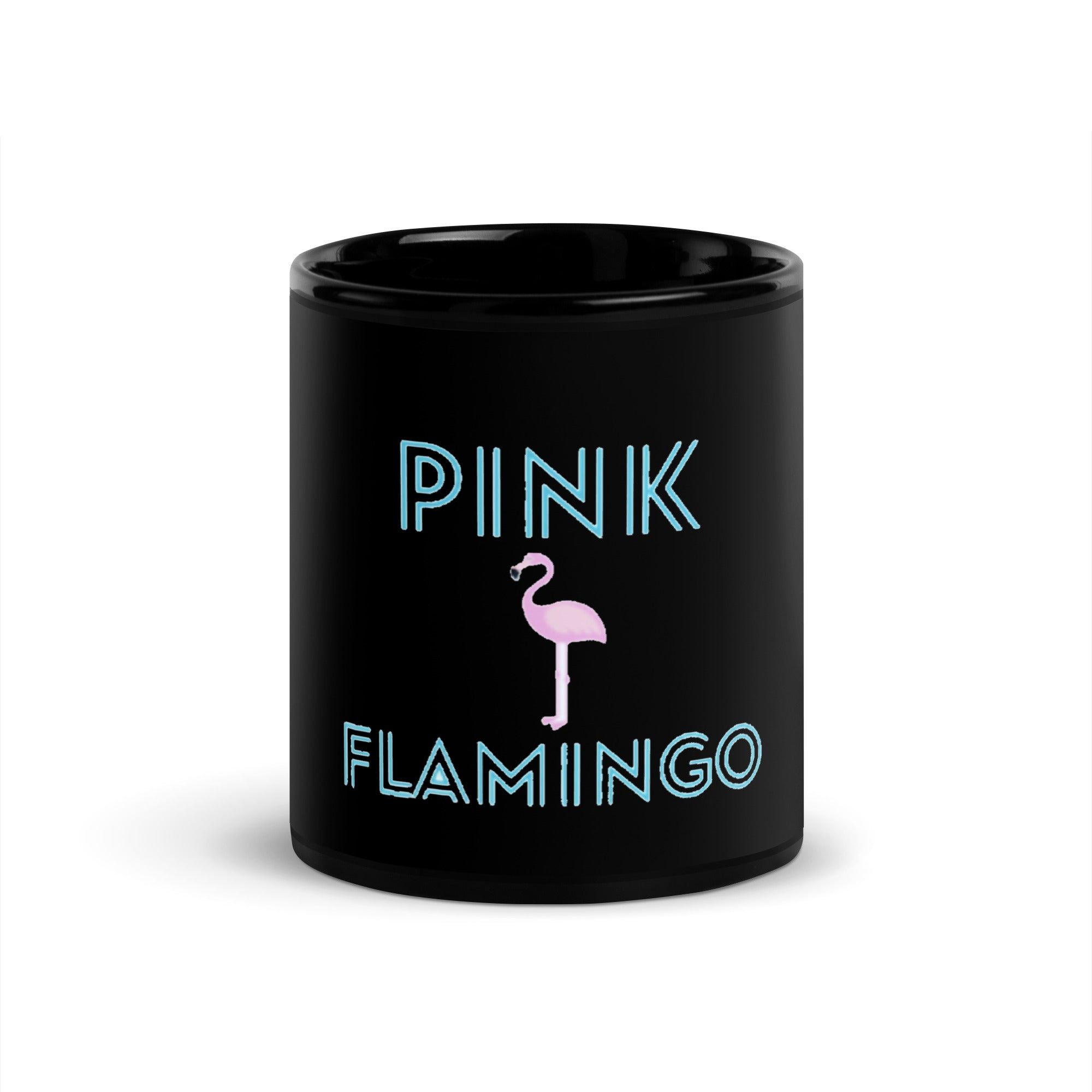 Pink Flamingo Black Glossy Mug