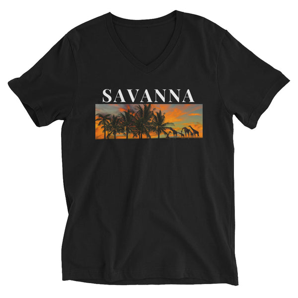 Savanna Unisex Short Sleeve V-Neck T-Shirt