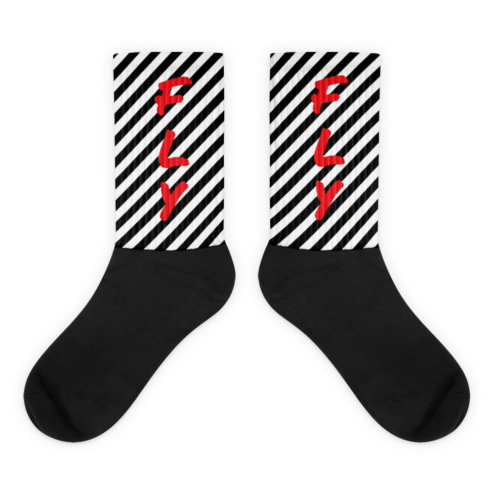 Red Fly Stripe Socks
