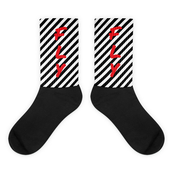 Red Fly Stripe Socks