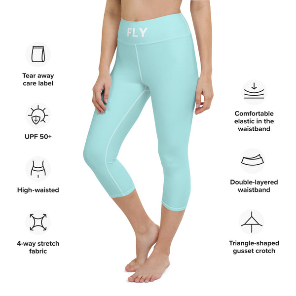 Aqua Blue Yoga Capri Leggings