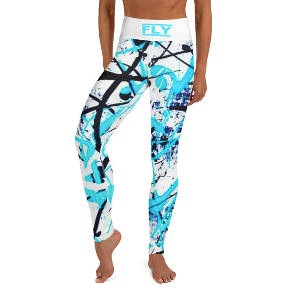 Aqua Abstract Yoga Leggings