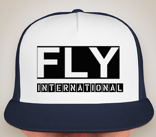 Fly International Trucker Snap Back in Navy Blue / Black / White