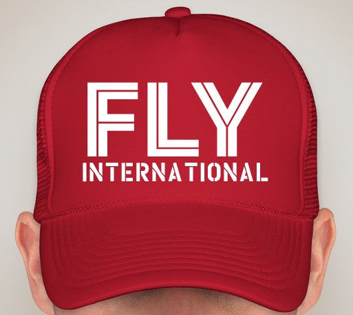 Fly International Foam Mesh Baseball Cap in Red / White