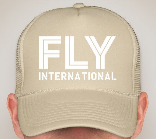 Fly International Foam Mesh Baseball Cap in White / Khaki